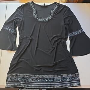 White House Black Market Large Black Dress‎ Embroidered Studded